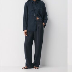 Aritzia the Effortless crepette trousers pants long black, size US 4